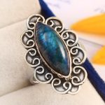 Green Moonstone Ring Size US 9 925 Sterling Silver (REXT51-21)