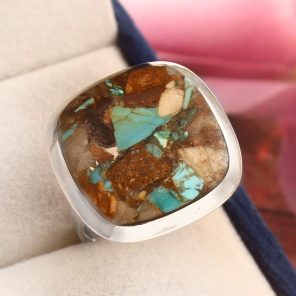 Ribbon Turquoise Ring Size US 10 925 Sterling Silver (RS24-115)