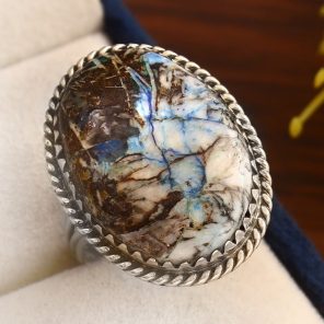 Azurite Turquoise Ring Size US 10 925 Sterling Silver (REXT51-43)