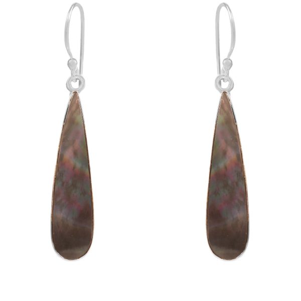 Black Mother Of Pearl 1.75" 925 Sterling Silver Earring (RS105-318)