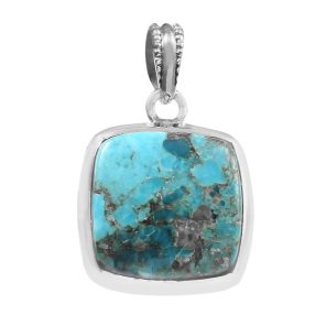 Mohave Turquoise 1.25" 925 Sterling Silver Pendant (REXT56-1)