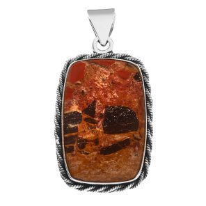 Truck Tire Jasper 1.75" 925 Sterling Silver Pendant (REXT56-92)