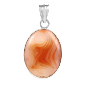 Orange bandaid Agate 1.25" 925 Sterling Silver Pendant (REXT56-29)