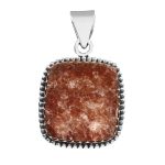 Raw Strawberry Quartz 1.5" 925 Sterling Silver Pendant (REXT56-66)