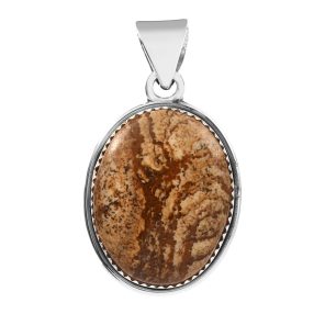 Pitcher Jasper 1.25" 925 Sterling Silver Pendant (REXT56-105)