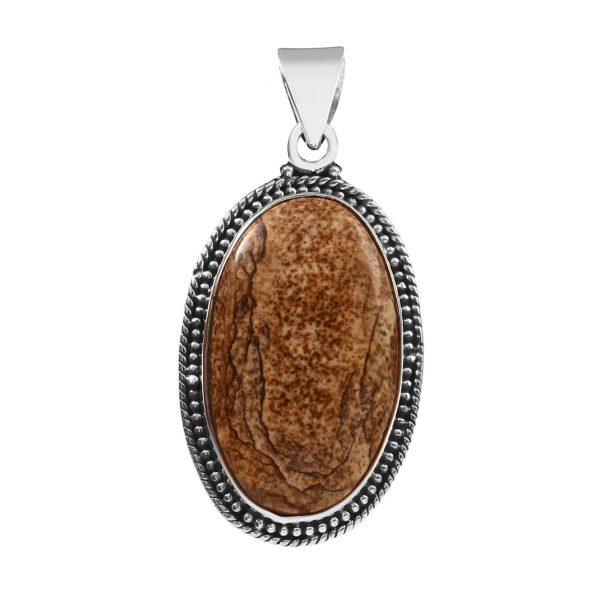 Pitcher Jasper 1.75" 925 Sterling Silver Pendant (REXT56-106)