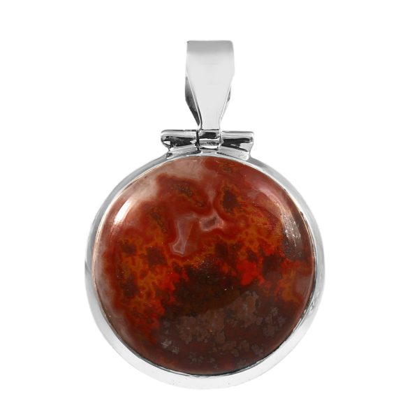 Red Moss Agate 1.25" 925 Sterling Silver Pendant (REXT56-138)