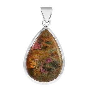 Ruby Fuchsite 1.8" 925 Sterling Silver Pendant (REXT56-111)