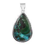 Azurite Malachite 1.75" 925 Sterling Silver Pendant (REXT56-37)