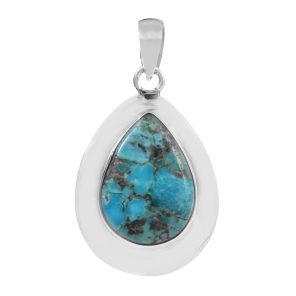 Mohave Turquoise 1.5" 925 Sterling Silver Pendant (REXT56-5)