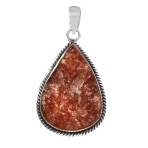 Raw Strawberry Quartz 1.5" 925 Sterling Silver Pendant (REXT56-67)