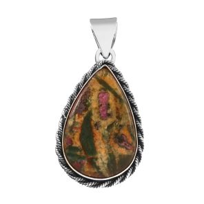 Ruby Fuchsite 1.5" 925 Sterling Silver Pendant (REXT56-110)