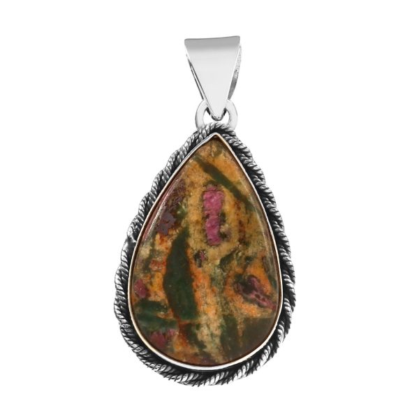 Ruby Fuchsite 1.5" 925 Sterling Silver Pendant (REXT56-110)