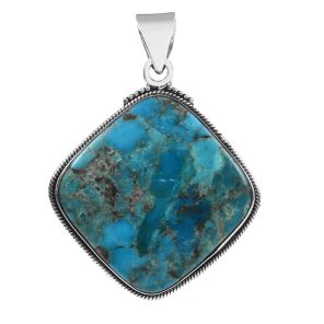 Mohave Turquoise 2" 925 Sterling Silver Pendant (REXT56-16)