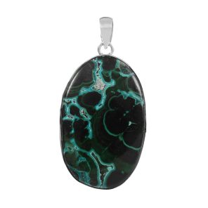 Azurite Malachite 1.75" 925 Sterling Silver Pendant (REXT56-40)