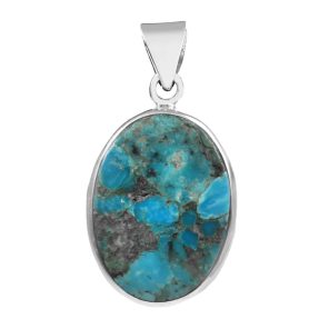 Mohave Turquoise 1.5" 925 Sterling Silver Pendant (REXT56-7)