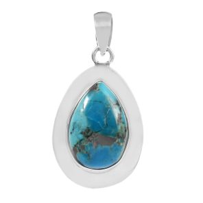 Mohave Turquoise 1.5" 925 Sterling Silver Pendant (REXT56-8)