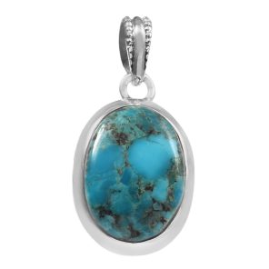 Mohave Turquoise 1.25" 925 Sterling Silver Pendant (REXT56-10)