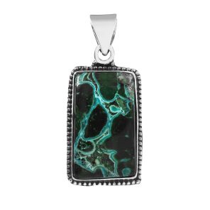 Azurite Malachite 1.5" 925 Sterling Silver Pendant (REXT56-43)