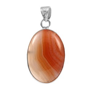 Orange bandaid Agate 1.75" 925 Sterling Silver Pendant (REXT56-30)