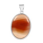Orange bandaid Agate 1.75" 925 Sterling Silver Pendant (REXT56-31)