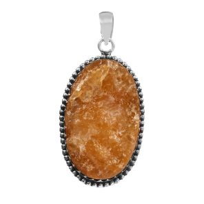 Raw Orange Aventurine 2" 925 Sterling Silver Pendant (REXT56-118)