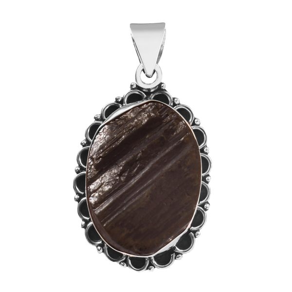 Raw Black Tourmaline 1.75" 925 Sterling Silver Pendant (REXT56-59)