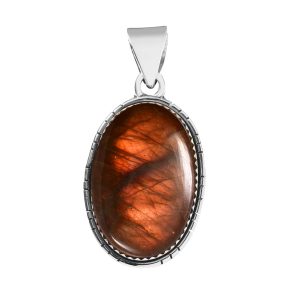 Labradorite 1.5" 925 Sterling Silver Pendant (REXT56-80)