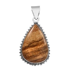 Pitcher Jasper 1.75" 925 Sterling Silver Pendant (REXT56-107)