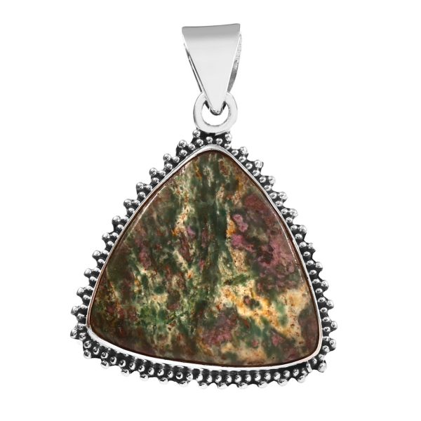 Ruby Fuchsite 1.25" 925 Sterling Silver Pendant (REXT56-109)