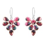 Pink Dahlia Turquoise 925 Sterling Silver Chandalier Earring (RS114-52)