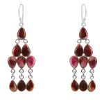 Pink Dahlia Turquoise 925 Sterling Silver Chandalier Earring (RS114-19)