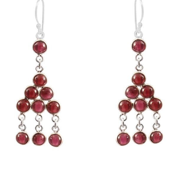 Garnet 925 Sterling Silver Chandalier Earring (RS114-5)