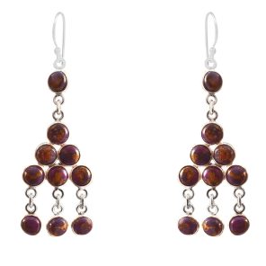 Purple Copper Turquoise 925 Sterling Silver Chandalier Earring (RS114-8)