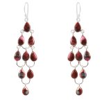 Pink Dahlia Turquoise 925 Sterling Silver Chandalier Earring (RS114-20)