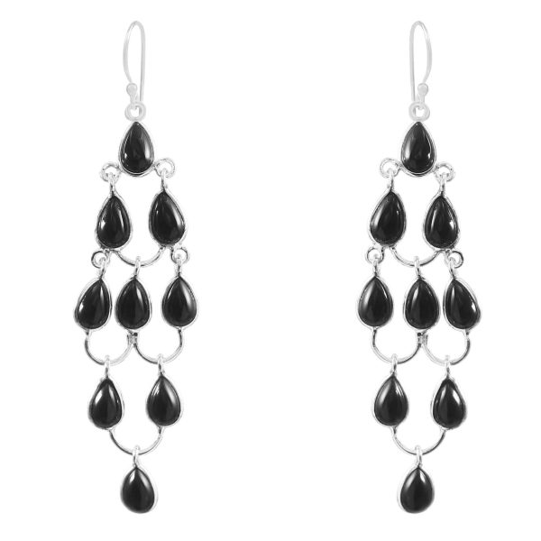 Black Onyx 925 Sterling Silver Chandalier Earring (RS114-25)