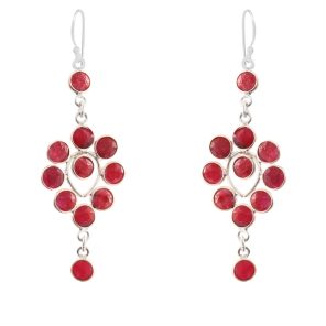 Ruby 925 Sterling Silver Chandalier Earring (RS114-45)
