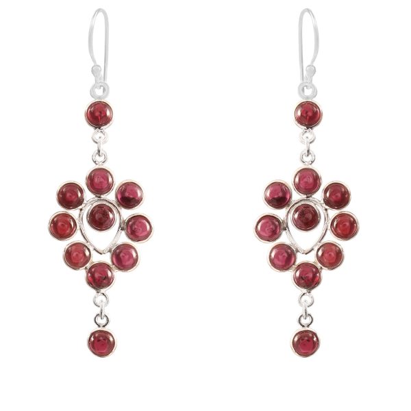 Garnet 925 Sterling Silver Chandalier Earring (RS114-46)