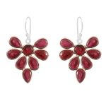Garnet 925 Sterling Silver Chandalier Earring (RS114-49)