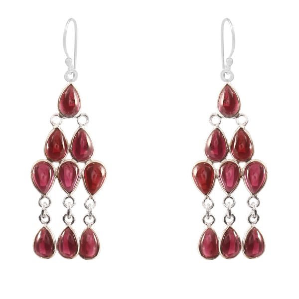 Garnet 925 Sterling Silver Chandalier Earring (RS114-16)
