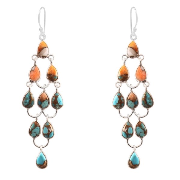 Spiny Oyster Turquoise 925 Sterling Silver Chandalier Earring (RS114-26)