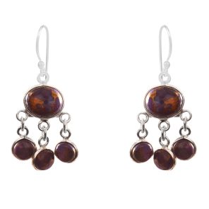 Purple Copper Turquoise 925 Sterling Silver Chandalier Earring (RS114-58)