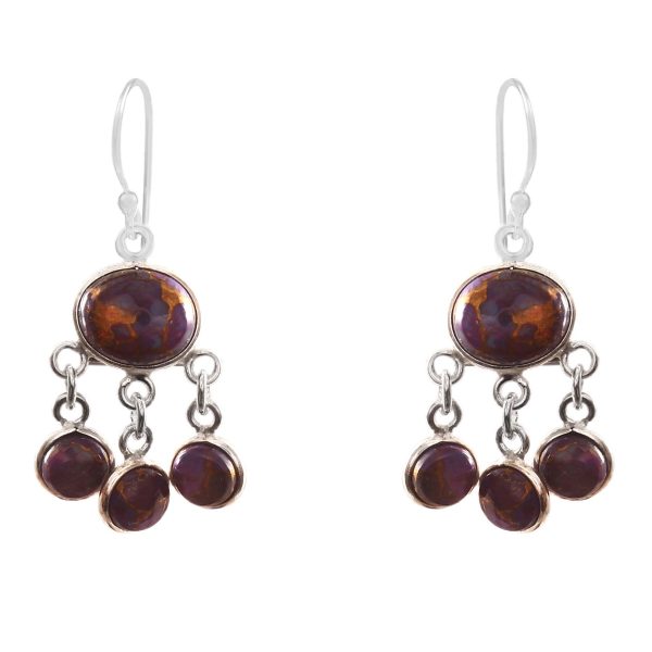 Purple Copper Turquoise 925 Sterling Silver Chandalier Earring (RS114-58)