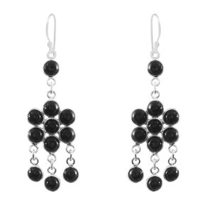 Black Onyx 925 Sterling Silver Chandalier Earring (RS114-33)