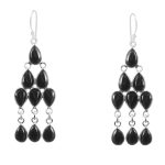 Black Onyx 925 Sterling Silver Chandalier Earring (RS114-18)
