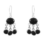 Black Onyx 925 Sterling Silver Chandalier Earring (RS114-57)