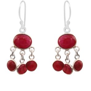 Ruby 925 Sterling Silver Chandalier Earring (RS114-63)