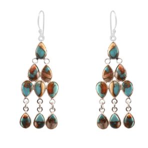 Spiny Oyster Turquoise 925 Sterling Silver Chandalier Earring (RS114-12)