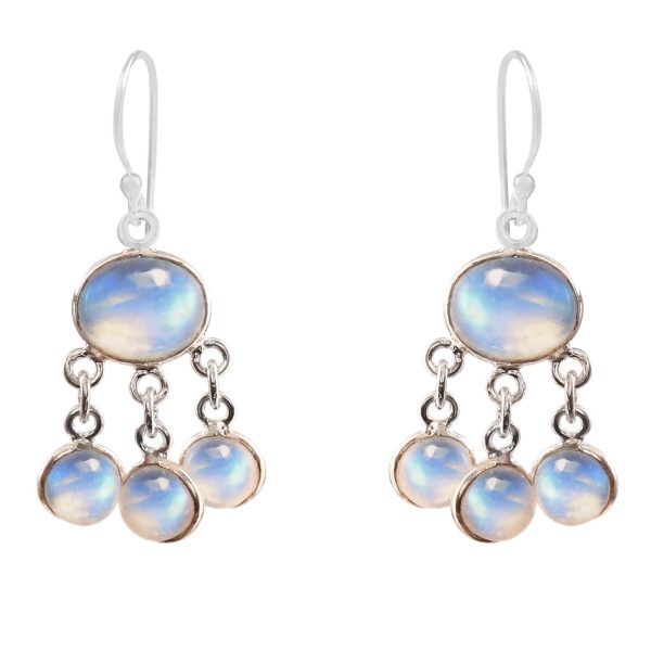 Moonstone 925 Sterling Silver Chandalier Earring (RS114-60)