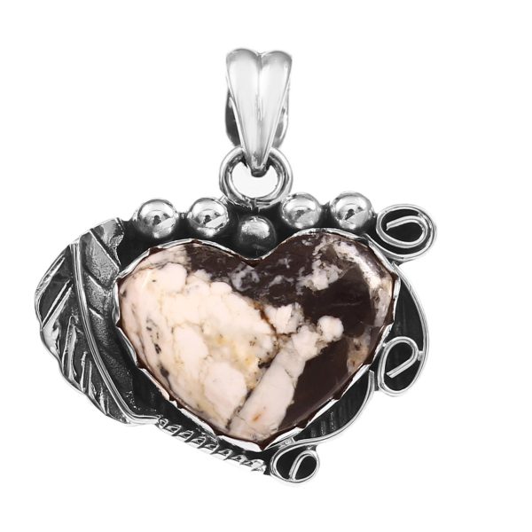 White Buffalo Turquoise 1â€³ 925 Sterling Silver Pendant (RS109-223)